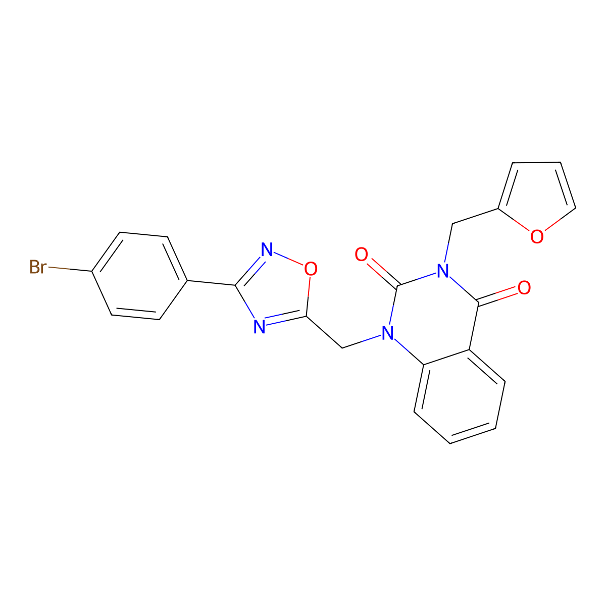 1-((3-(4-bromophenyl)-1,2,4-oxadiazol-5-yl)methyl)-3-(furan-2-ylmethyl)quinazoline-2,4(1H,3H)-dione molecular structure, CAS 1207036-57-4