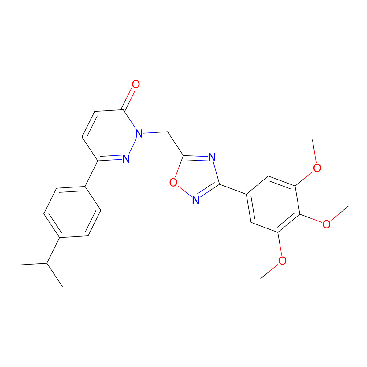 6-(4-isopropylphenyl)-2-((3-(3,4,5-trimethoxyphenyl)-1,2,4-oxadiazol-5-yl)methyl)pyridazin-3(2H)-one molecular structure, CAS 1207036-59-6