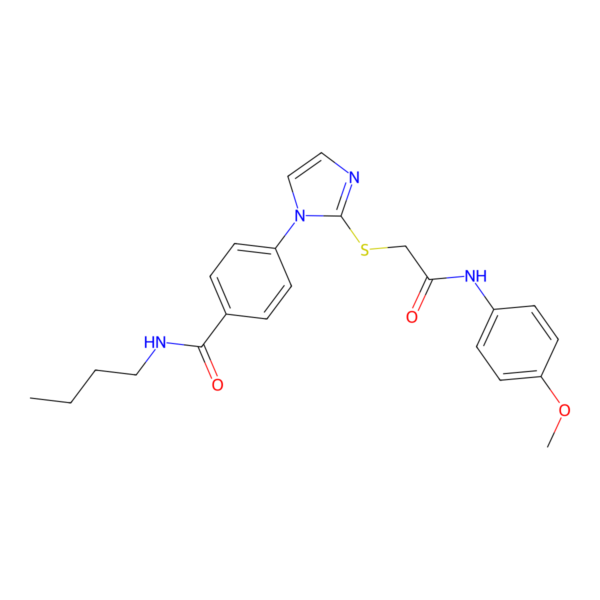 N-butyl-4-[2-({[(4-methoxyphenyl)carbamoyl]methyl}sulfanyl)-1H-imidazol-1-yl]benzamide molecular structure, CAS 1207036-66-5