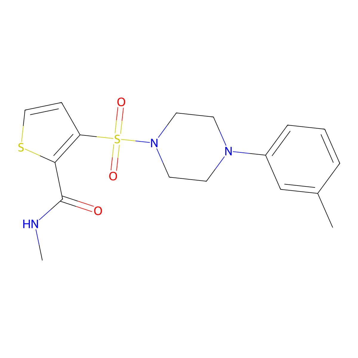 N-methyl-3-{[4-(3-methylphenyl)piperazin-1-yl]sulfonyl}thiophene-2-carboxamide molecular structure, CAS 1207036-71-2