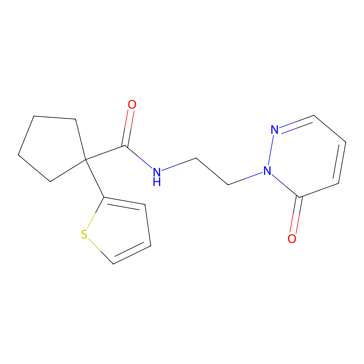 N-(2-(6-oxopyridazin-1(6H)-yl)ethyl)-1-(thiophen-2-yl)cyclopentanecarboxamide molecular structure, CAS 1207036-78-9