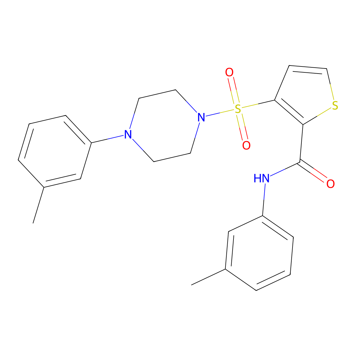 N-(3-methylphenyl)-3-{[4-(3-methylphenyl)piperazin-1-yl]sulfonyl}thiophene-2-carboxamide molecular structure, CAS 1207036-89-2