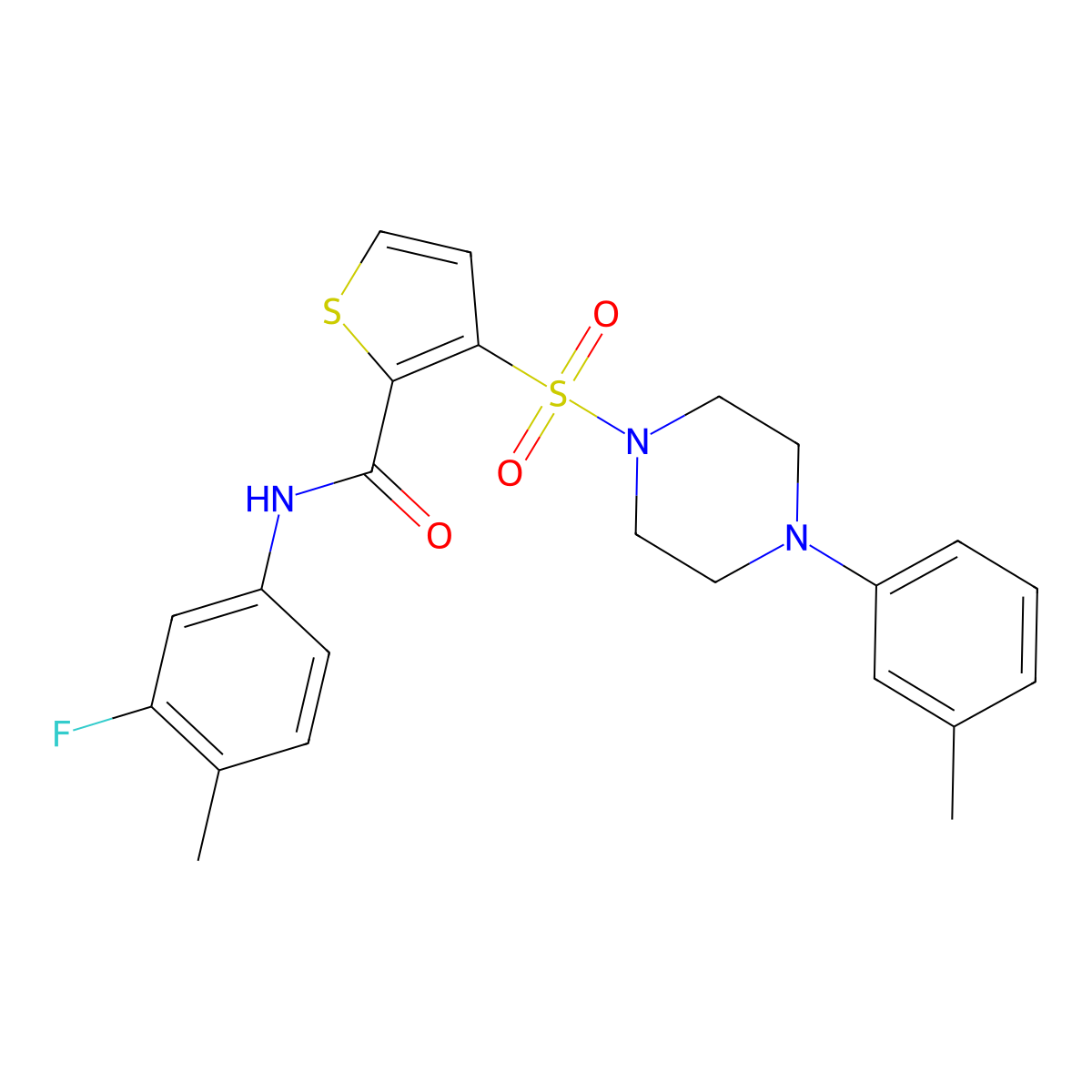 N-(3-fluoro-4-methylphenyl)-3-{[4-(3-methylphenyl)piperazin-1-yl]sulfonyl}thiophene-2-carboxamide molecular structure, CAS 1207036-93-8