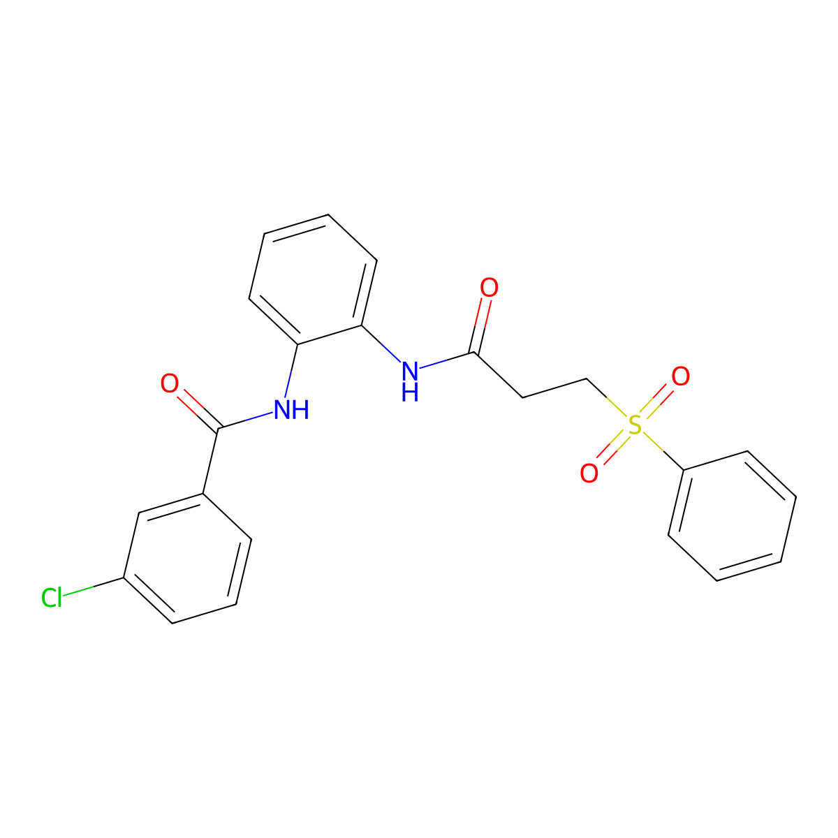 3-chloro-N-(2-(3-(phenylsulfonyl)propanamido)phenyl)benzamide molecular structure, CAS 1207036-94-9