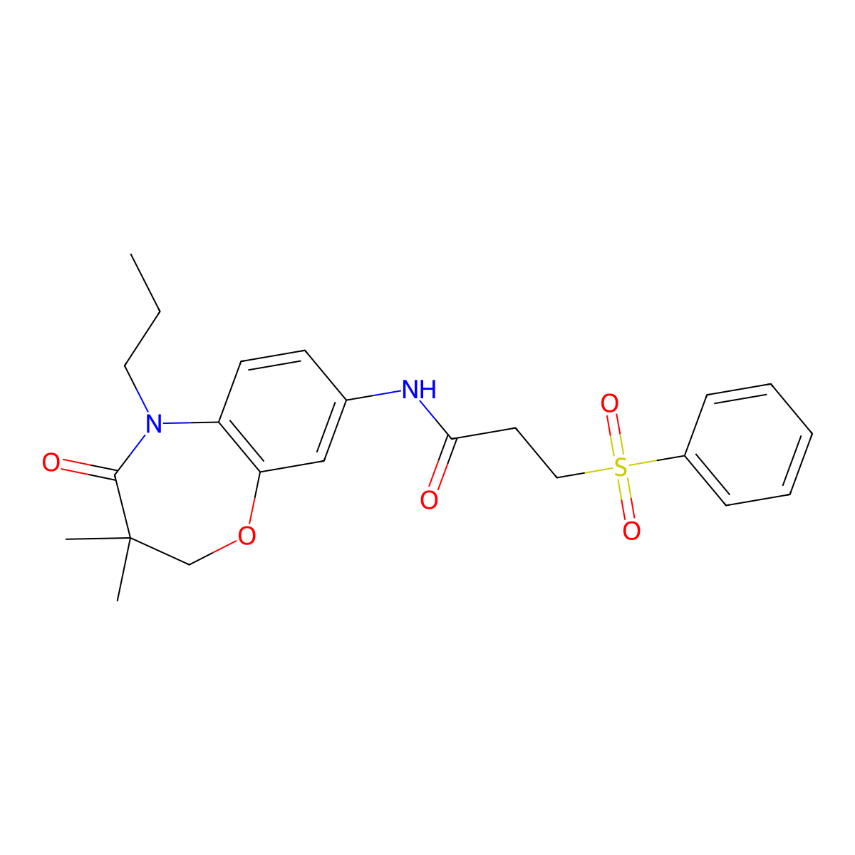N-(3,3-dimethyl-4-oxo-5-propyl-2,3,4,5-tetrahydrobenzo[b][1,4]oxazepin-8-yl)-3-(phenylsulfonyl)propanamide molecular structure, CAS 1207036-95-0