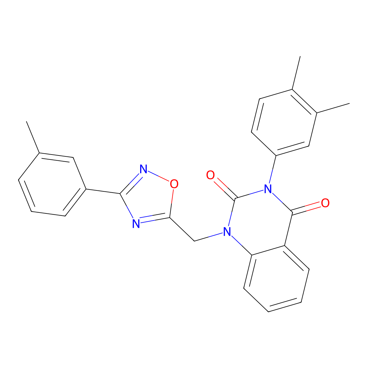 3-(3,4-dimethylphenyl)-1-((3-(m-tolyl)-1,2,4-oxadiazol-5-yl)methyl)quinazoline-2,4(1H,3H)-dione molecular structure, CAS 1207036-98-3
