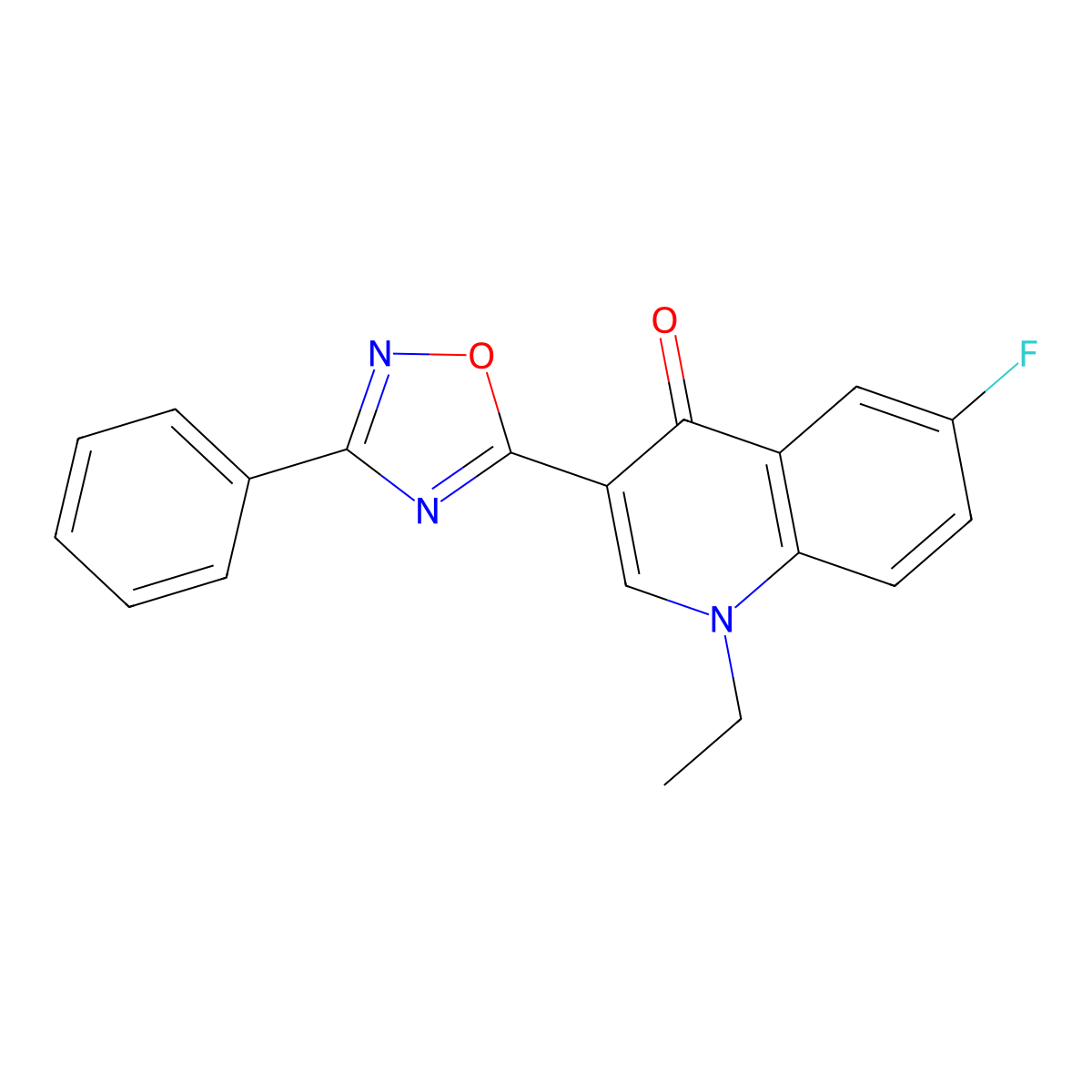 1-ethyl-6-fluoro-3-(3-phenyl-1,2,4-oxadiazol-5-yl)quinolin-4(1H)-one molecular structure, CAS 1207037-01-1