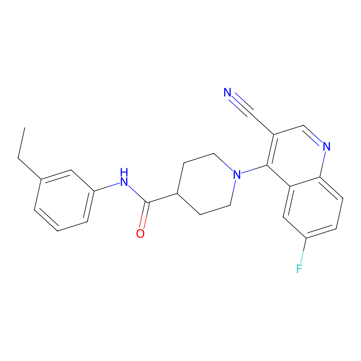1-(3-cyano-6-fluoroquinolin-4-yl)-N-(3-ethylphenyl)piperidine-4-carboxamide molecular structure, CAS 1207037-04-4