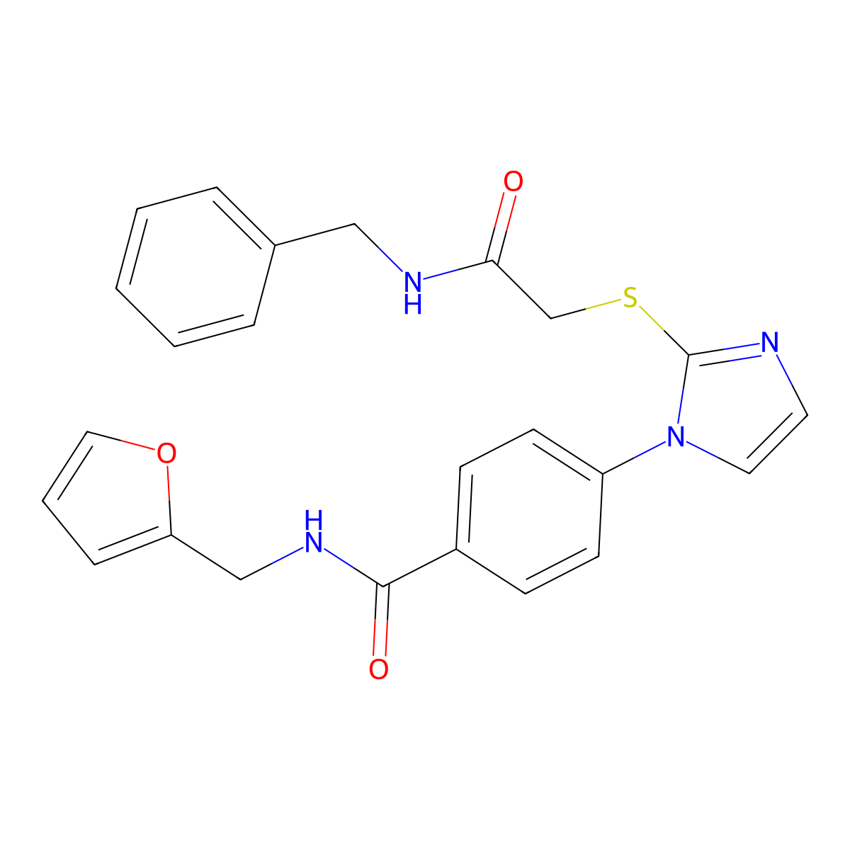 4-(2-{[(benzylcarbamoyl)methyl]sulfanyl}-1H-imidazol-1-yl)-N-[(furan-2-yl)methyl]benzamide molecular structure, CAS 1207037-06-6