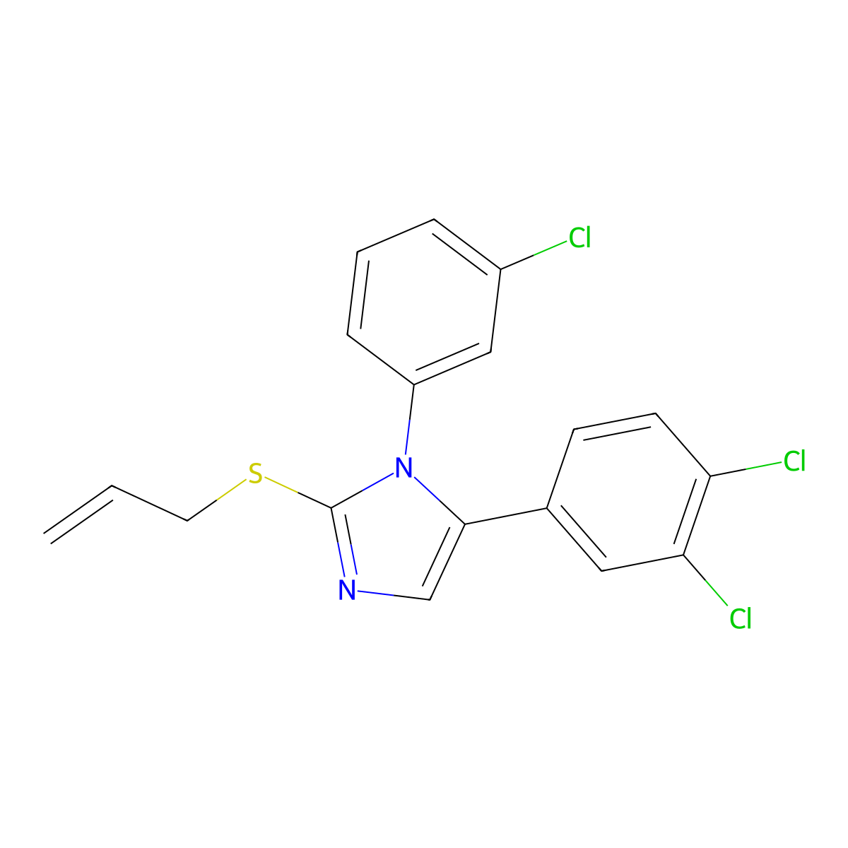 2-(allylthio)-1-(3-chlorophenyl)-5-(3,4-dichlorophenyl)-1H-imidazole molecular structure, CAS 1207037-08-8