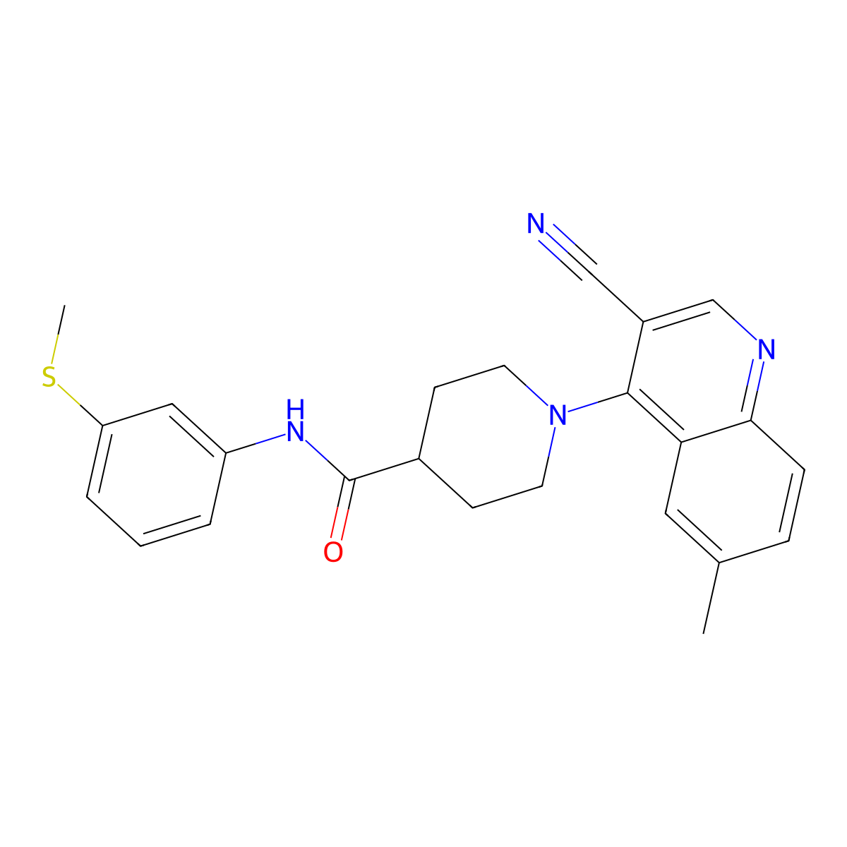 1-(3-cyano-6-methylquinolin-4-yl)-N-[3-(methylsulfanyl)phenyl]piperidine-4-carboxamide molecular structure, CAS 1207037-09-9