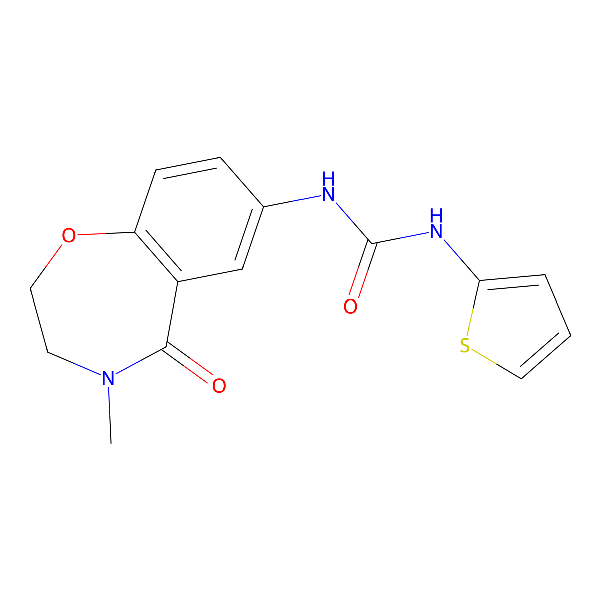 1-(4-Methyl-5-oxo-2,3,4,5-tetrahydrobenzo[f][1,4]oxazepin-7-yl)-3-(thiophen-2-yl)urea molecular structure, CAS 1207037-10-2