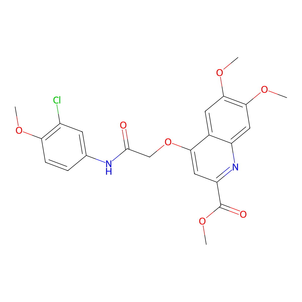 Methyl 4-{[(3-chloro-4-methoxyphenyl)carbamoyl]methoxy}-6,7-dimethoxyquinoline-2-carboxylate molecular structure, CAS 1207037-21-5
