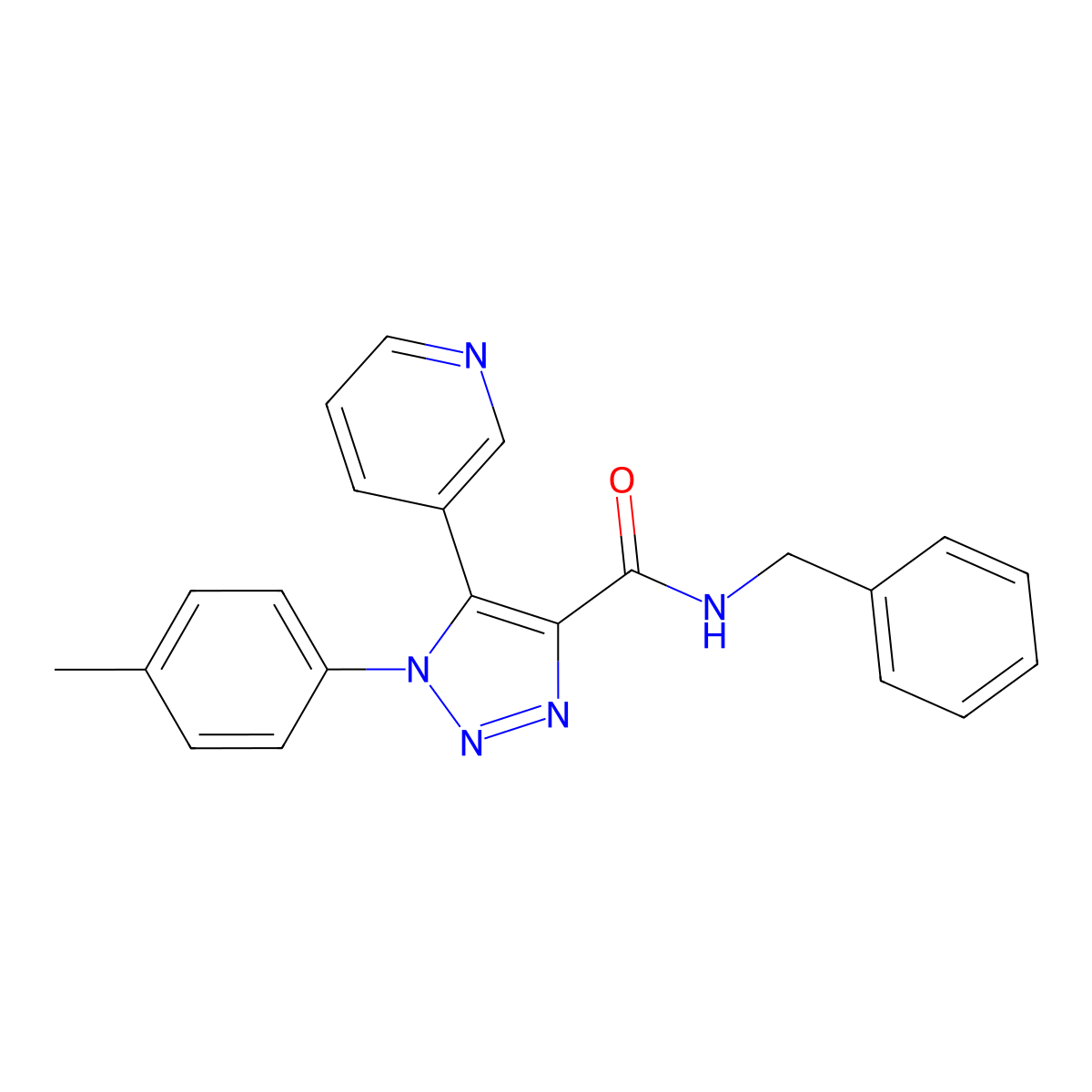 N-benzyl-1-(4-methylphenyl)-5-(pyridin-3-yl)-1H-1,2,3-triazole-4-carboxamide molecular structure, CAS 1207037-25-9