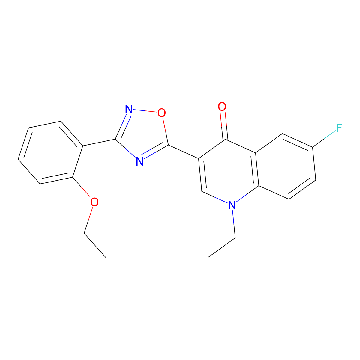 3-(3-(2-ethoxyphenyl)-1,2,4-oxadiazol-5-yl)-1-ethyl-6-fluoroquinolin-4(1H)-one molecular structure, CAS 1207037-30-6