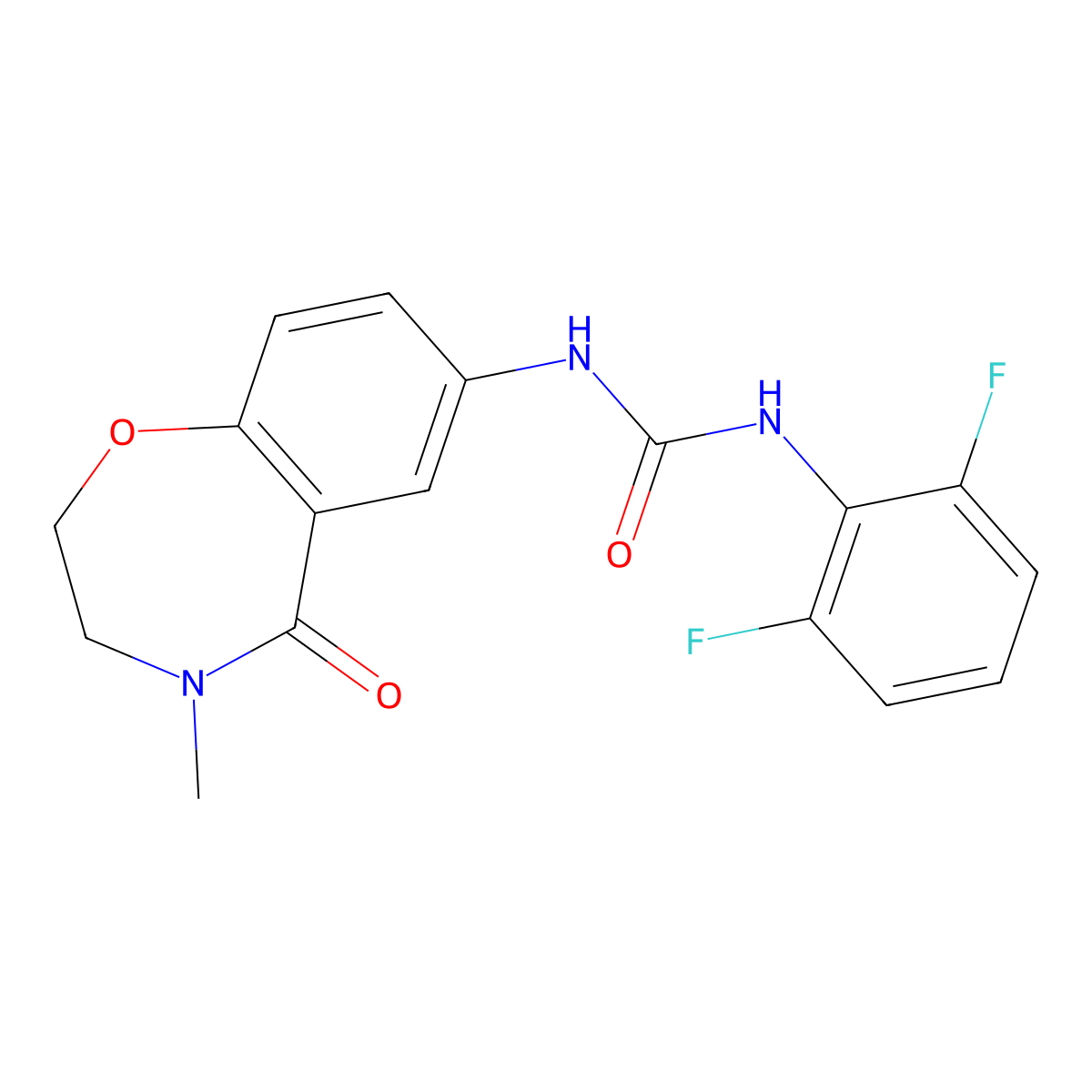 1-(2,6-Difluorophenyl)-3-(4-methyl-5-oxo-2,3,4,5-tetrahydrobenzo[f][1,4]oxazepin-7-yl)urea molecular structure, CAS 1207037-31-7