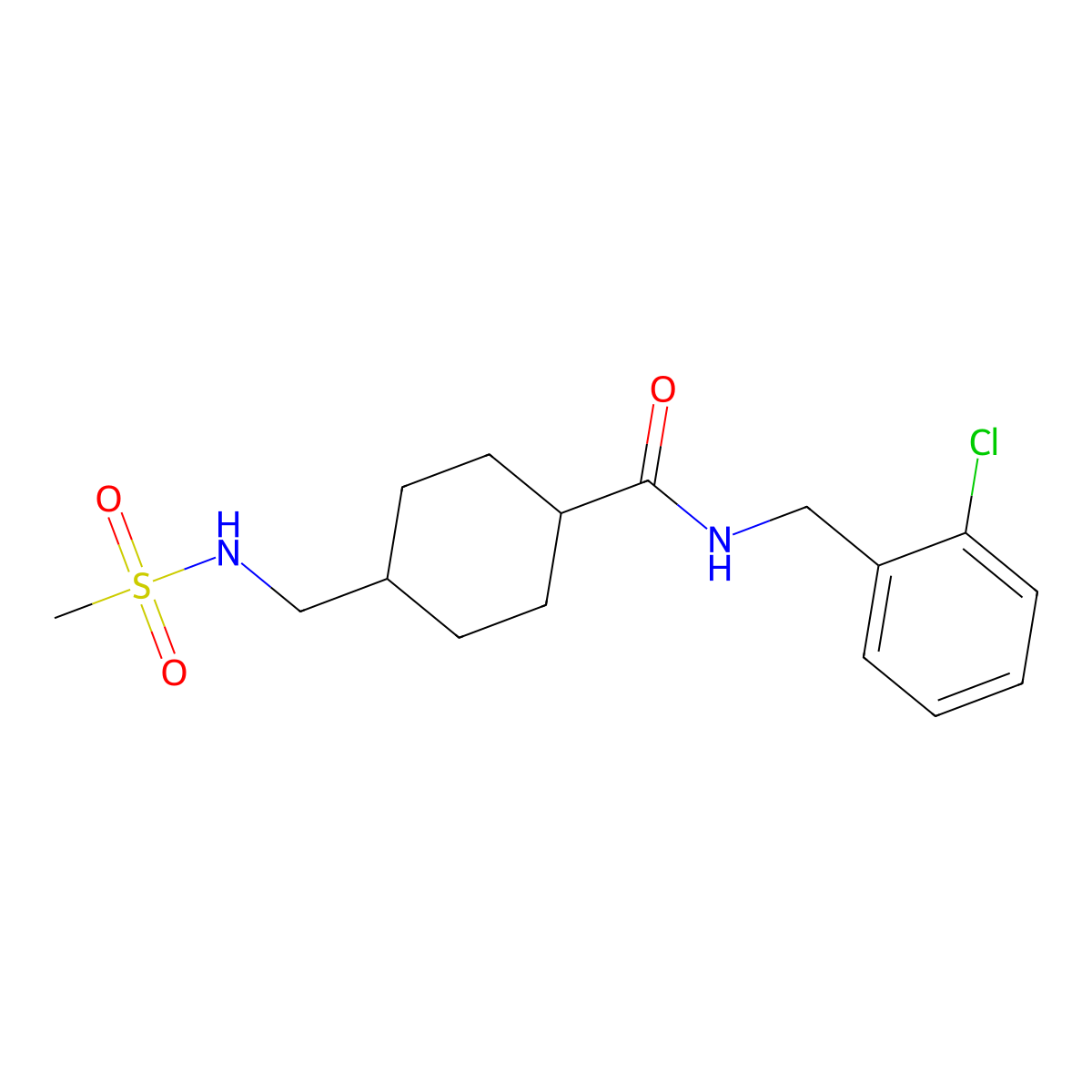 N-[(2-chlorophenyl)methyl]-4-(methanesulfonamidomethyl)cyclohexane-1-carboxamide molecular structure, CAS 1207037-33-9