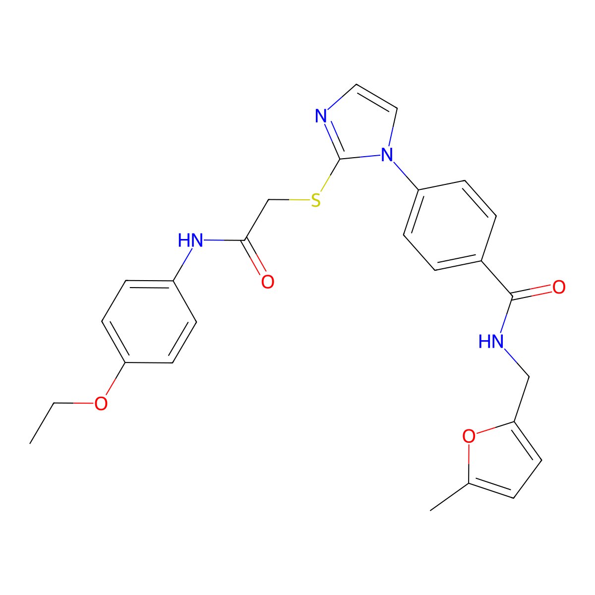 4-[2-({[(4-ethoxyphenyl)carbamoyl]methyl}sulfanyl)-1H-imidazol-1-yl]-N-[(5-methylfuran-2-yl)methyl]benzamide molecular structure, CAS 1207037-40-8