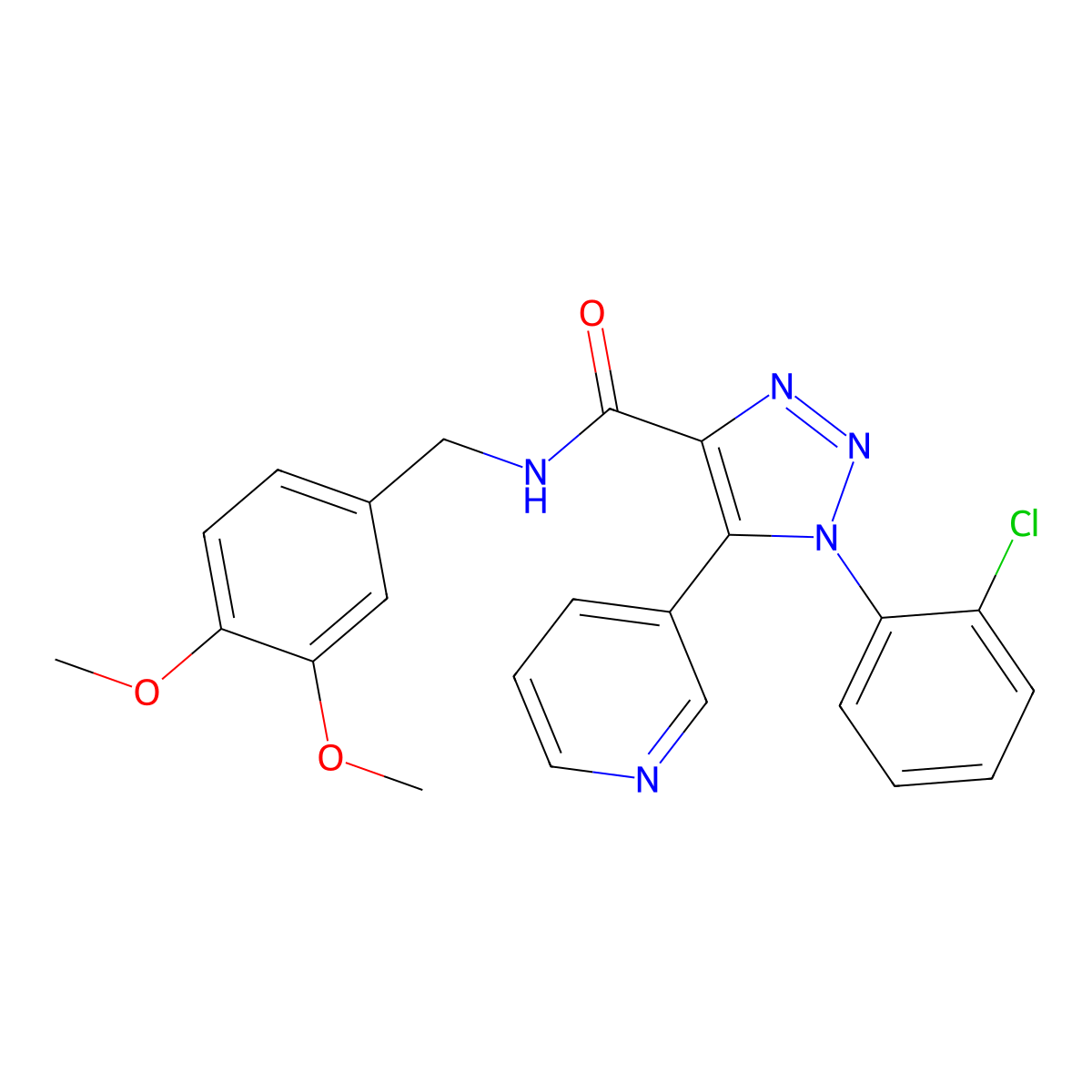 1-(2-chlorophenyl)-N-(3,4-dimethoxybenzyl)-5-(pyridin-3-yl)-1H-1,2,3-triazole-4-carboxamide molecular structure, CAS 1207037-41-9