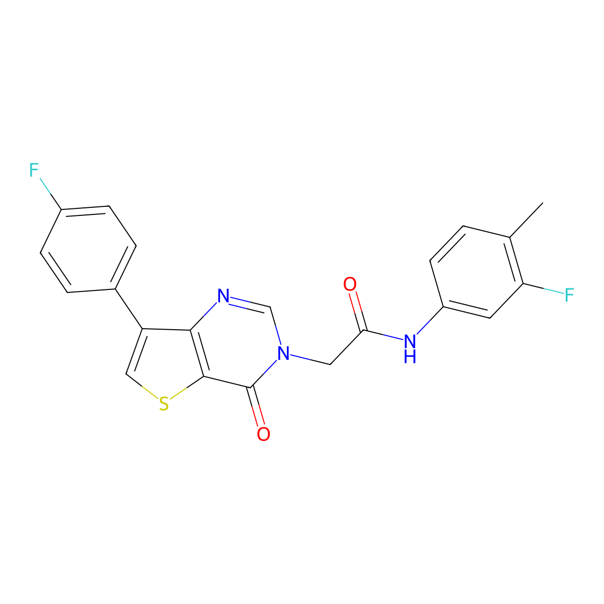 N-(3-fluoro-4-methylphenyl)-2-[7-(4-fluorophenyl)-4-oxothieno[3,2-d]pyrimidin-3(4H)-yl]acetamide molecular structure, CAS 1207037-43-1