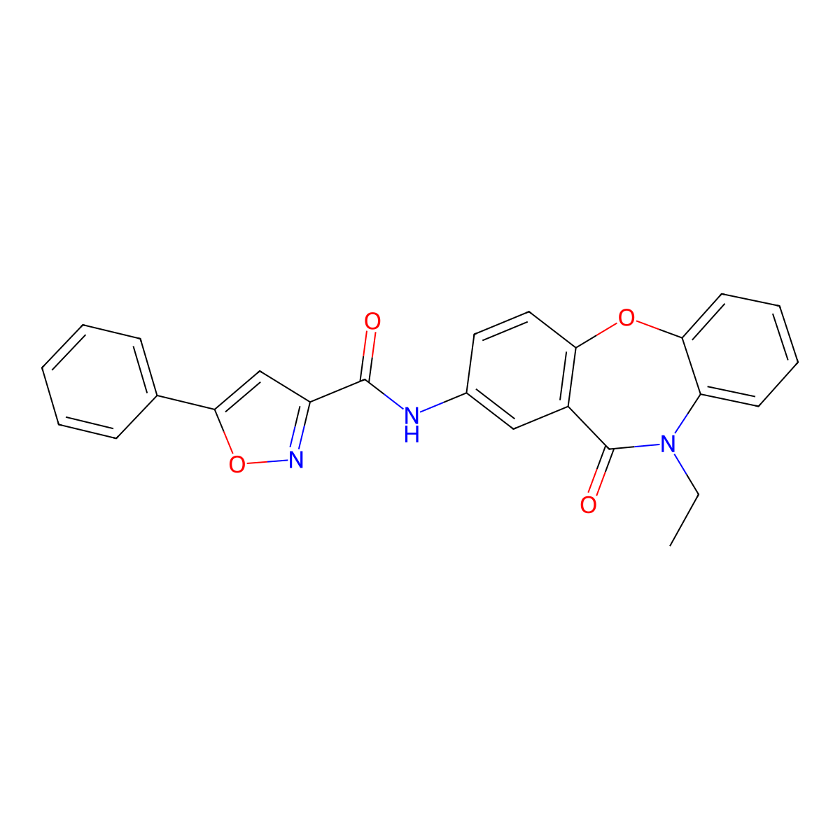 N-{9-ethyl-10-oxo-2-oxa-9-azatricyclo[9.4.0.0^{3,8}]pentadeca-1(11),3(8),4,6,12,14-hexaen-13-yl}-5-phenyl-1,2-oxazole-3-carboxamide molecular structure, CAS 1207037-46-4
