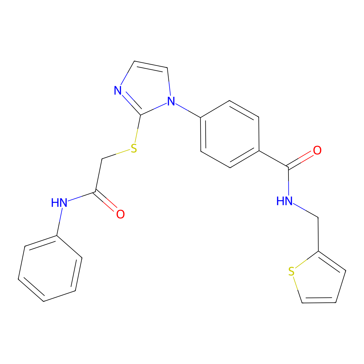 4-(2-{[(phenylcarbamoyl)methyl]sulfanyl}-1H-imidazol-1-yl)-N-[(thiophen-2-yl)methyl]benzamide molecular structure, CAS 1207037-55-5