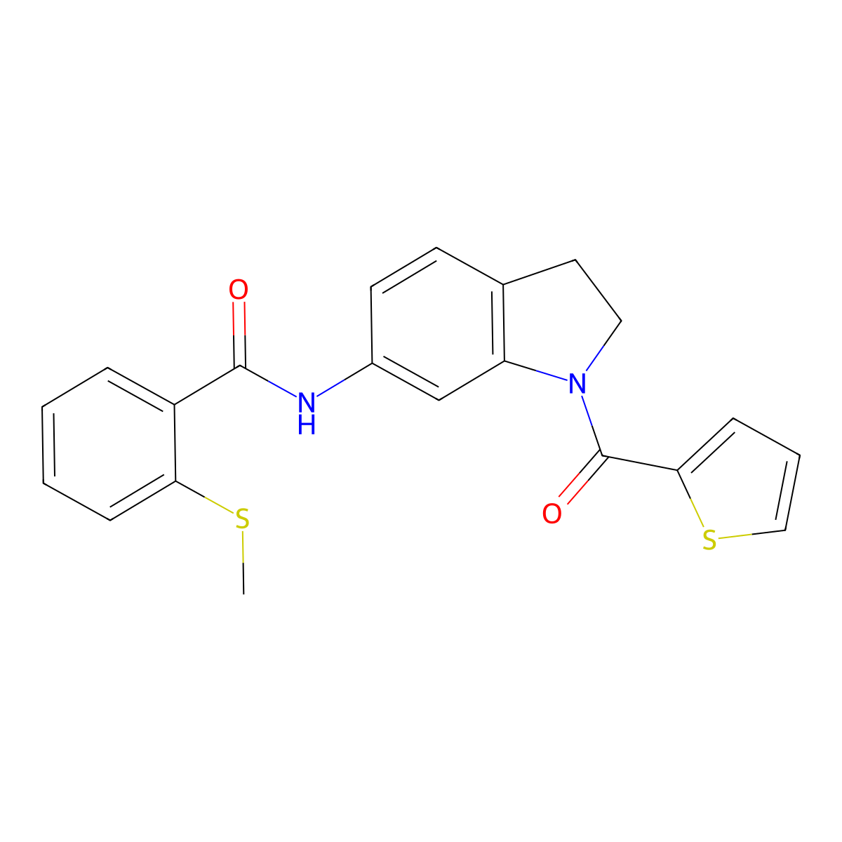 2-(methylthio)-N-(1-(thiophene-2-carbonyl)indolin-6-yl)benzamide molecular structure, CAS 1207037-62-4