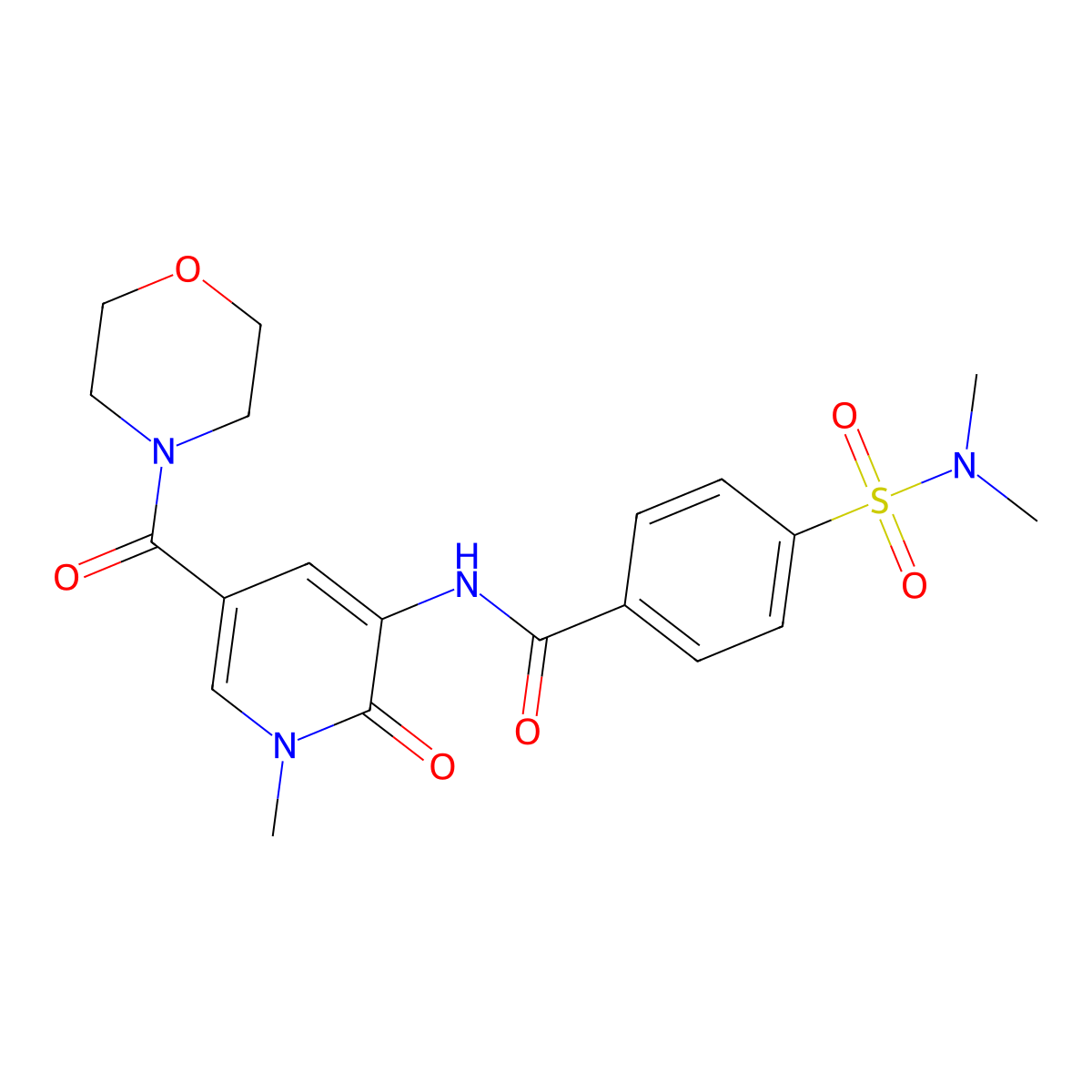 4-(N,N-dimethylsulfamoyl)-N-(1-methyl-5-(morpholine-4-carbonyl)-2-oxo-1,2-dihydropyridin-3-yl)benzamide molecular structure, CAS 1207037-65-7