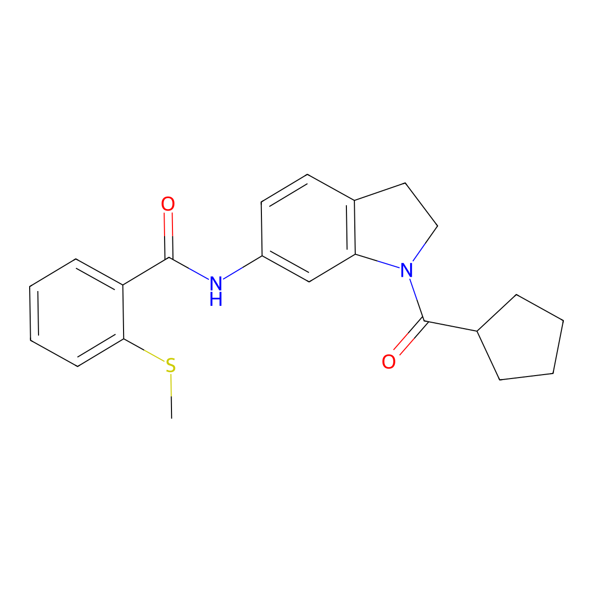 N-(1-(cyclopentanecarbonyl)indolin-6-yl)-2-(methylthio)benzamide molecular structure, CAS 1207037-69-1