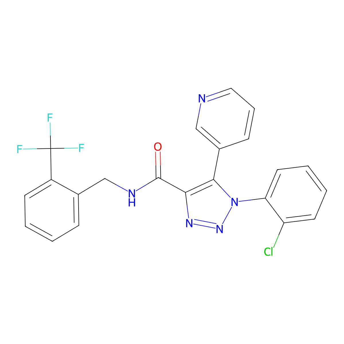 1-(2-chlorophenyl)-5-(pyridin-3-yl)-N-(2-(trifluoromethyl)benzyl)-1H-1,2,3-triazole-4-carboxamide molecular structure, CAS 1207037-77-1