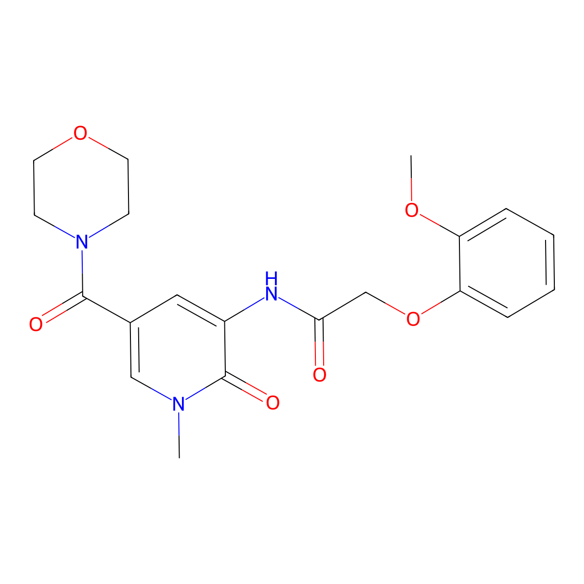 2-(2-methoxyphenoxy)-N-[1-methyl-5-(morpholine-4-carbonyl)-2-oxo-1,2-dihydropyridin-3-yl]acetamide molecular structure, CAS 1207037-79-3
