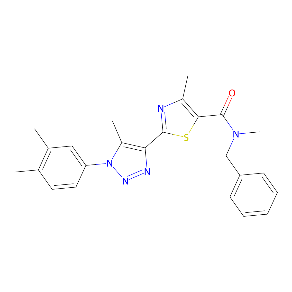 N-benzyl-2-[1-(3,4-dimethylphenyl)-5-methyl-1H-1,2,3-triazol-4-yl]-N,4-dimethyl-1,3-thiazole-5-carboxamide molecular structure, CAS 1207037-82-8
