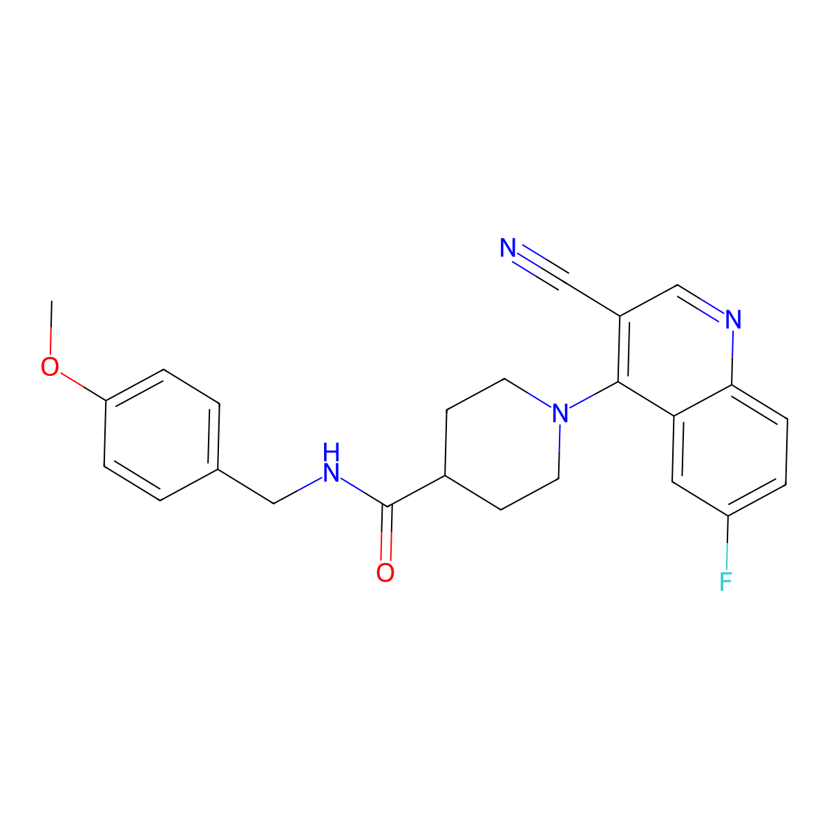 1-(3-cyano-6-fluoroquinolin-4-yl)-N-[(4-methoxyphenyl)methyl]piperidine-4-carboxamide molecular structure, CAS 1207037-88-4