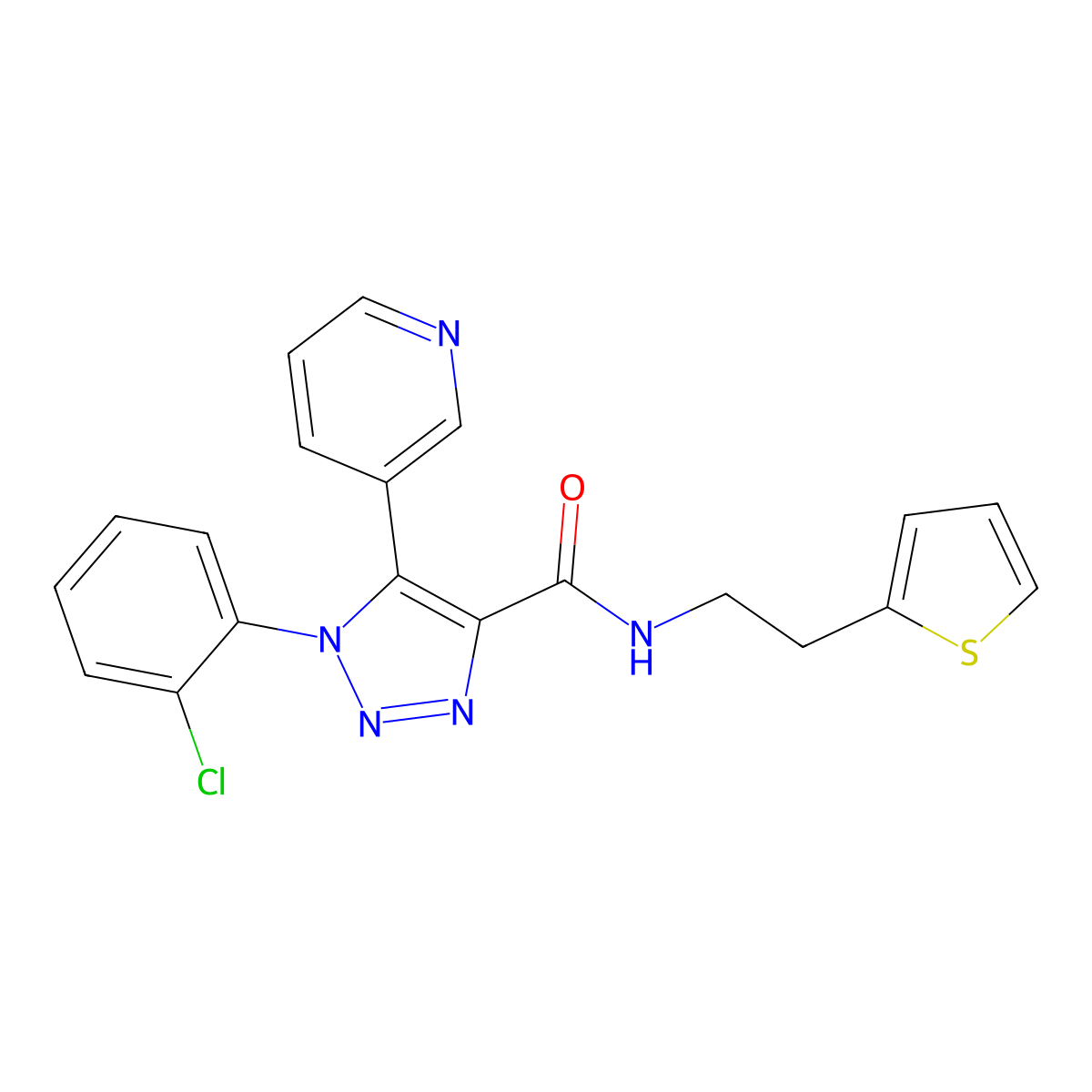 1-(2-chlorophenyl)-5-(pyridin-3-yl)-N-(2-(thiophen-2-yl)ethyl)-1H-1,2,3-triazole-4-carboxamide molecular structure, CAS 1207037-93-1