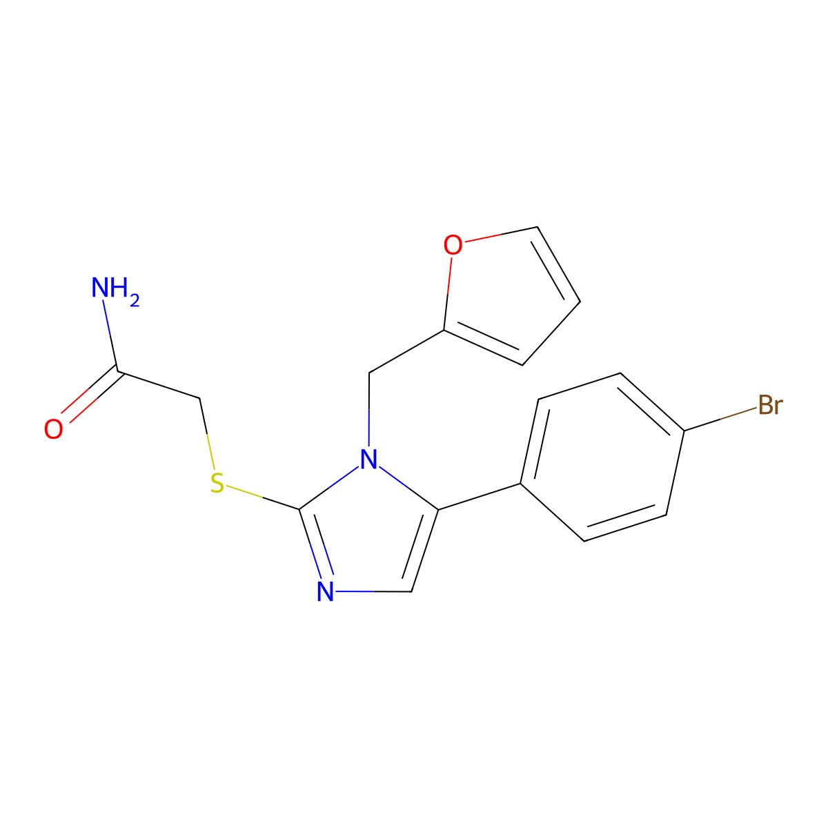 2-((5-(4-bromophenyl)-1-(furan-2-ylmethyl)-1H-imidazol-2-yl)thio)acetamide molecular structure, CAS 1207037-95-3