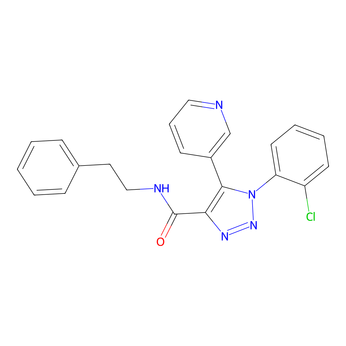 1-(2-chlorophenyl)-N-(2-phenylethyl)-5-(pyridin-3-yl)-1H-1,2,3-triazole-4-carboxamide molecular structure, CAS 1207038-01-4
