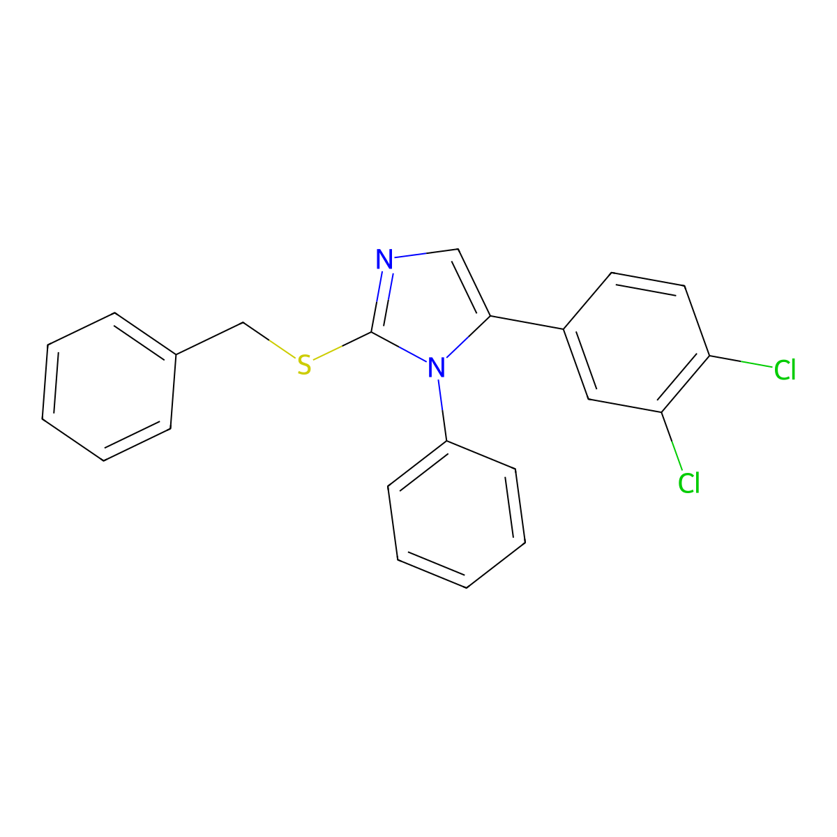 2-(benzylthio)-5-(3,4-dichlorophenyl)-1-phenyl-1H-imidazole molecular structure, CAS 1207038-02-5