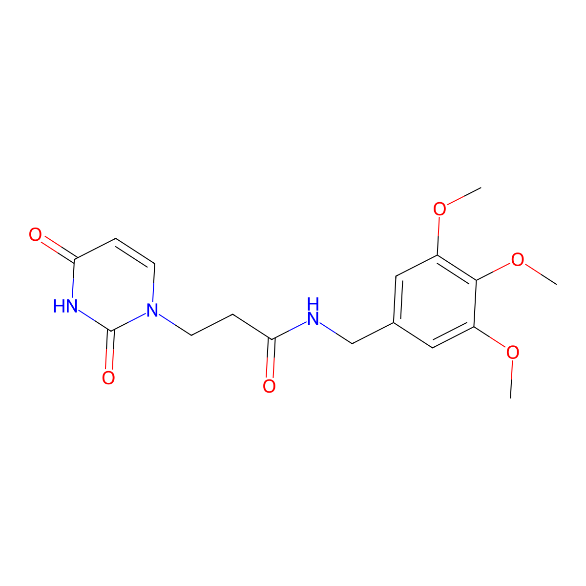 3-(2,4-dioxo-3,4-dihydropyrimidin-1(2H)-yl)-N-(3,4,5-trimethoxybenzyl)propanamide molecular structure, CAS 1207038-07-0
