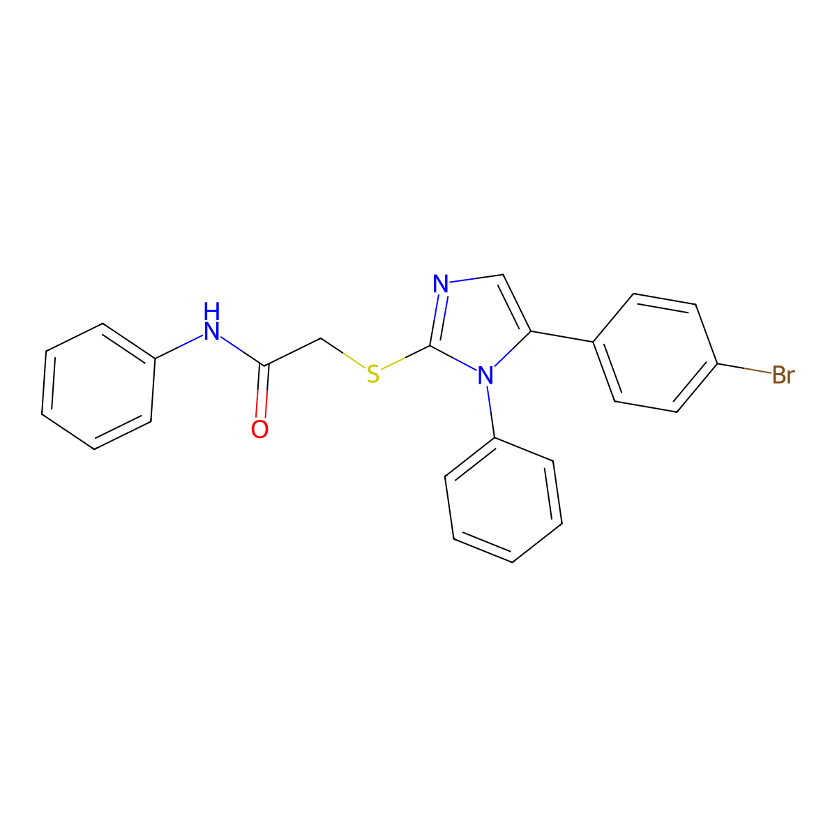 2-((5-(4-bromophenyl)-1-phenyl-1H-imidazol-2-yl)thio)-N-phenylacetamide molecular structure, CAS 1207038-08-1