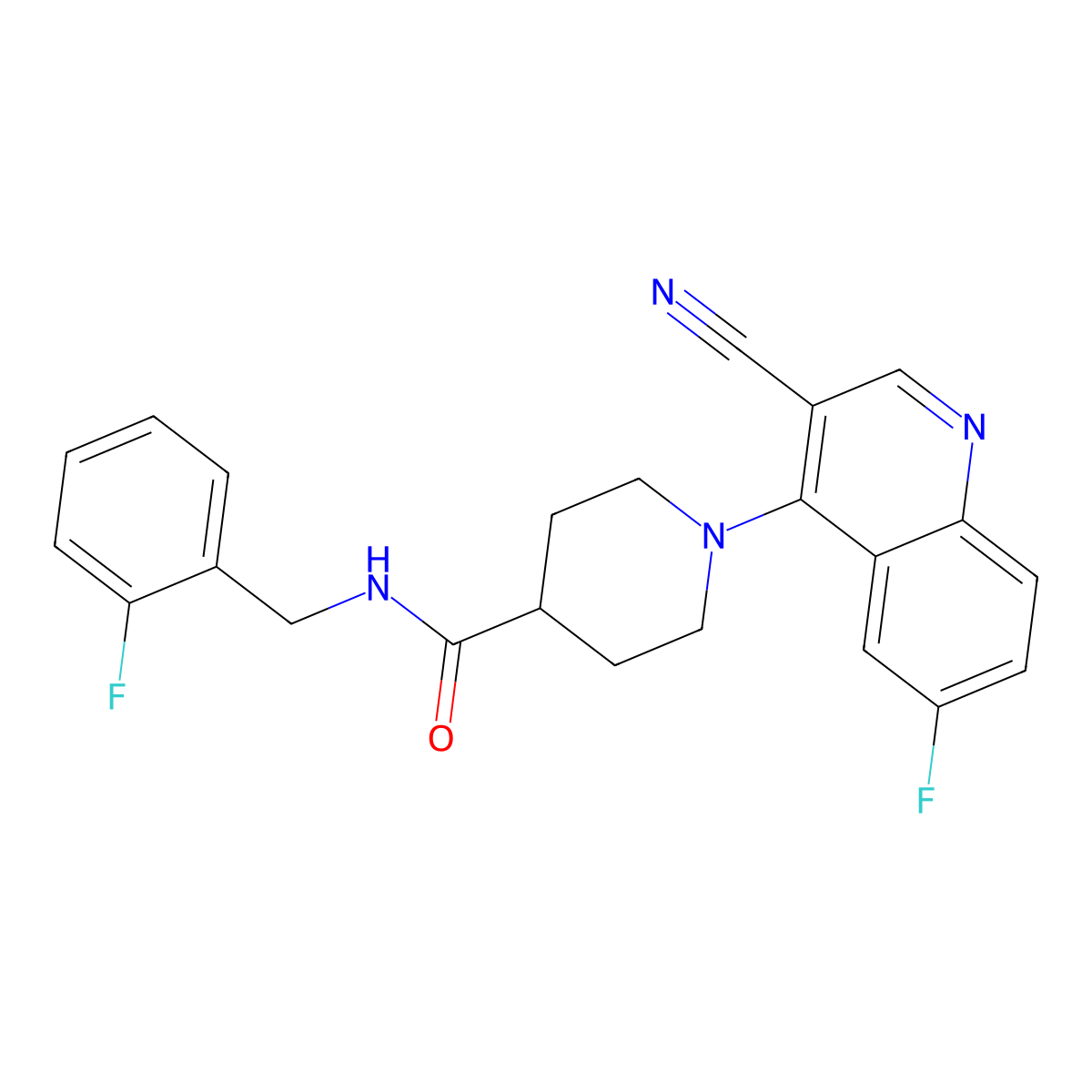 1-(3-cyano-6-fluoroquinolin-4-yl)-N-(2-fluorobenzyl)piperidine-4-carboxamide molecular structure, CAS 1207038-09-2