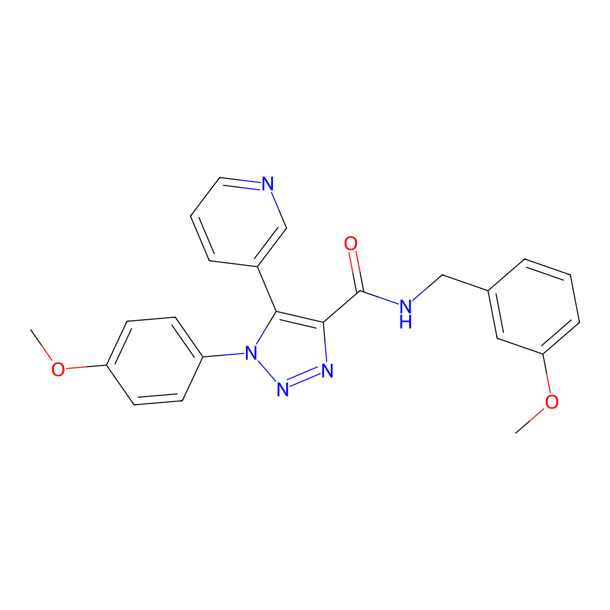 1-(4-methoxyphenyl)-N-[(3-methoxyphenyl)methyl]-5-(pyridin-3-yl)-1H-1,2,3-triazole-4-carboxamide molecular structure, CAS 1207038-11-6