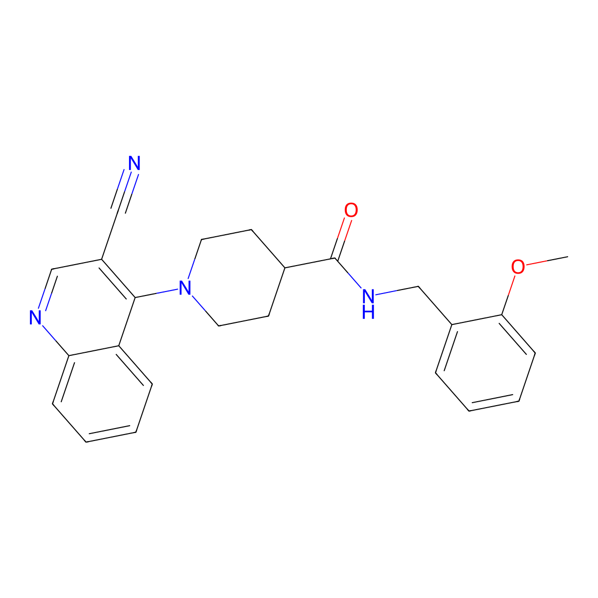 1-(3-cyanoquinolin-4-yl)-N-(2-methoxybenzyl)piperidine-4-carboxamide molecular structure, CAS 1207038-13-8