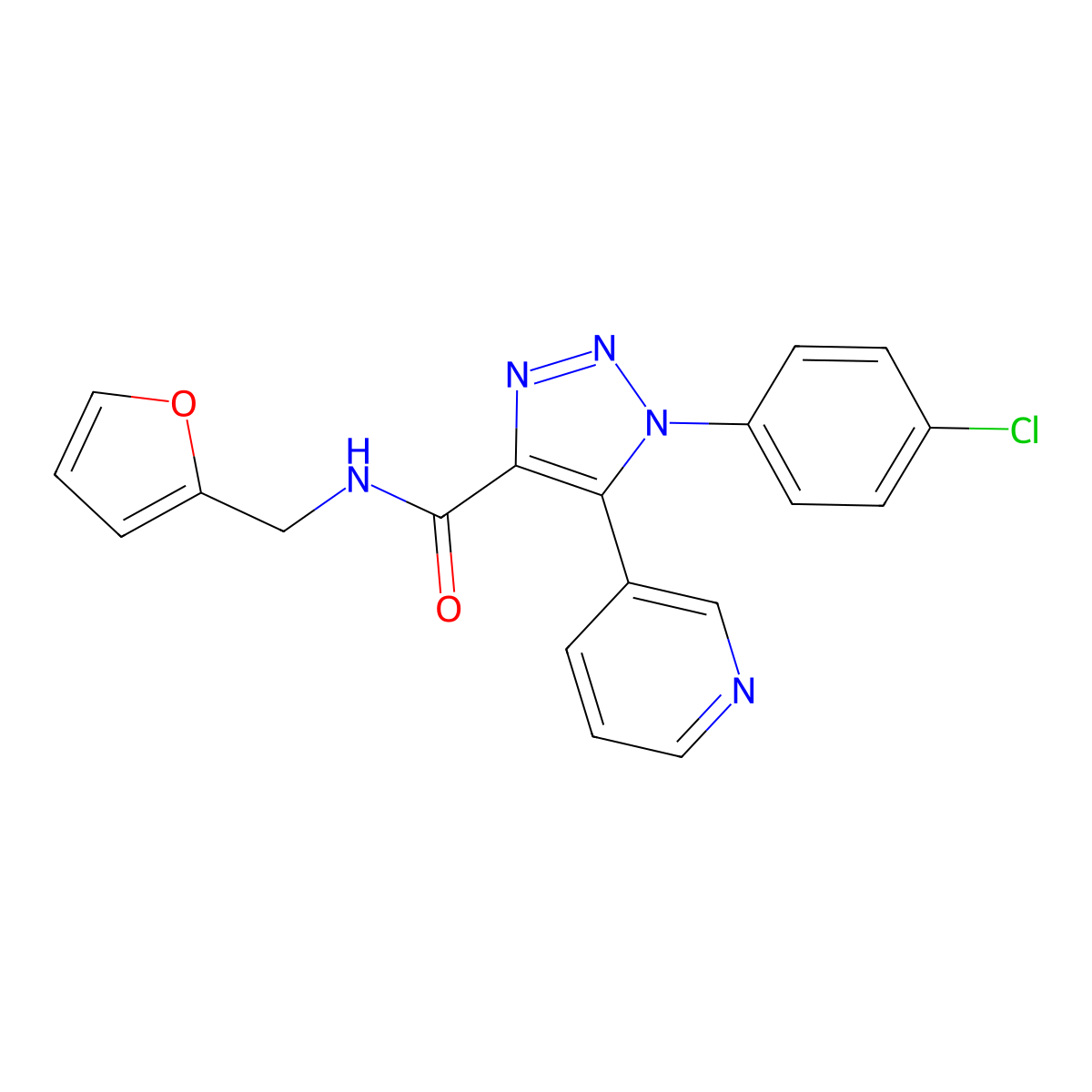 1-(4-chlorophenyl)-N-(furan-2-ylmethyl)-5-(pyridin-3-yl)-1H-1,2,3-triazole-4-carboxamide molecular structure, CAS 1207038-18-3