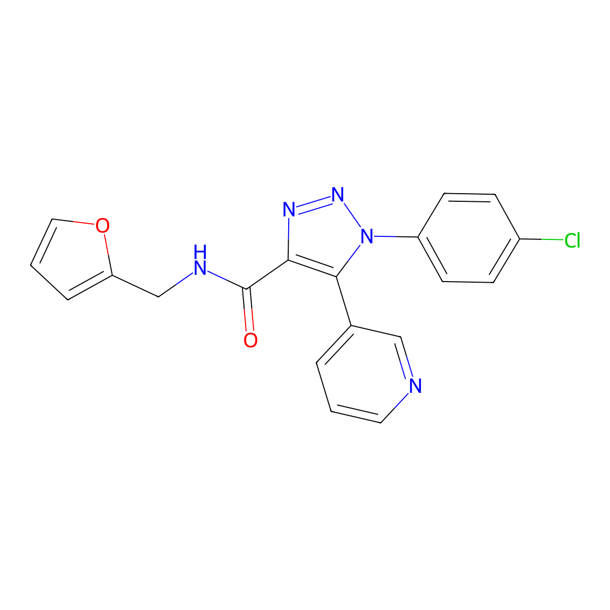 1-(4-chlorophenyl)-N-(furan-2-ylmethyl)-5-(pyridin-3-yl)-1H-1,2,3-triazole-4-carboxamide molecular structure, CAS 1207038-18-3