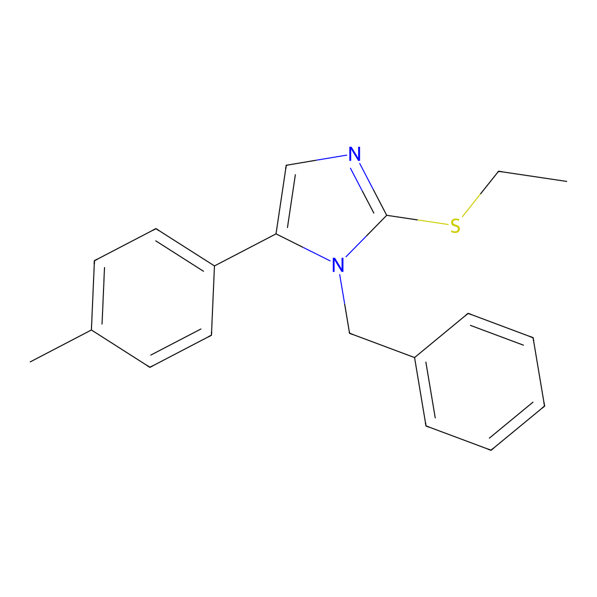1-benzyl-2-(ethylthio)-5-(p-tolyl)-1H-imidazole molecular structure, CAS 1207038-19-4