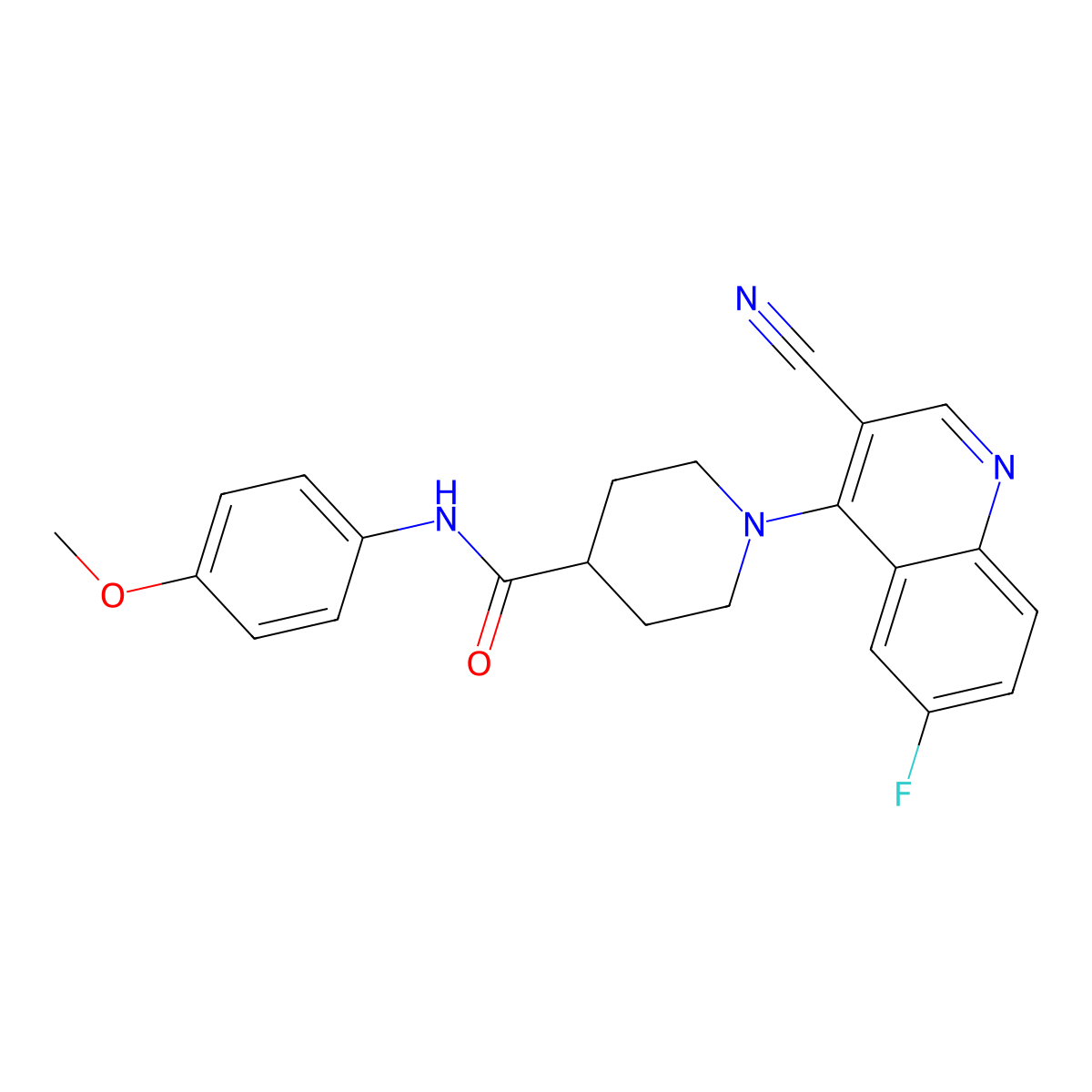1-(3-cyano-6-fluoroquinolin-4-yl)-N-(4-methoxyphenyl)piperidine-4-carboxamide molecular structure, CAS 1207038-22-9