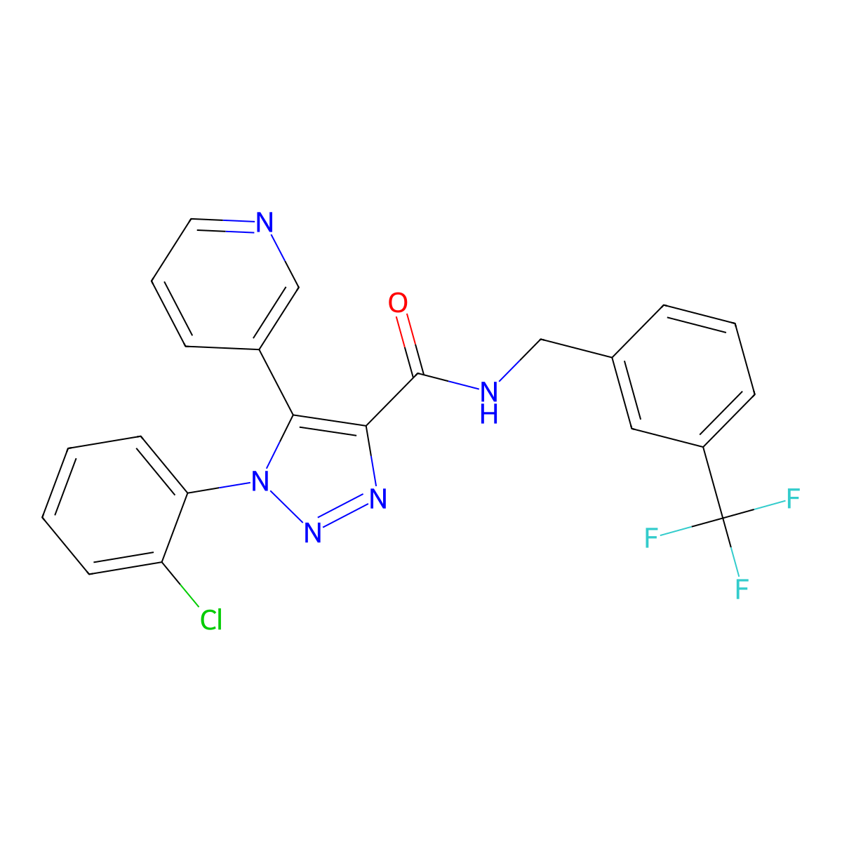 1-(2-chlorophenyl)-5-(pyridin-3-yl)-N-(3-(trifluoromethyl)benzyl)-1H-1,2,3-triazole-4-carboxamide molecular structure, CAS 1207038-26-3