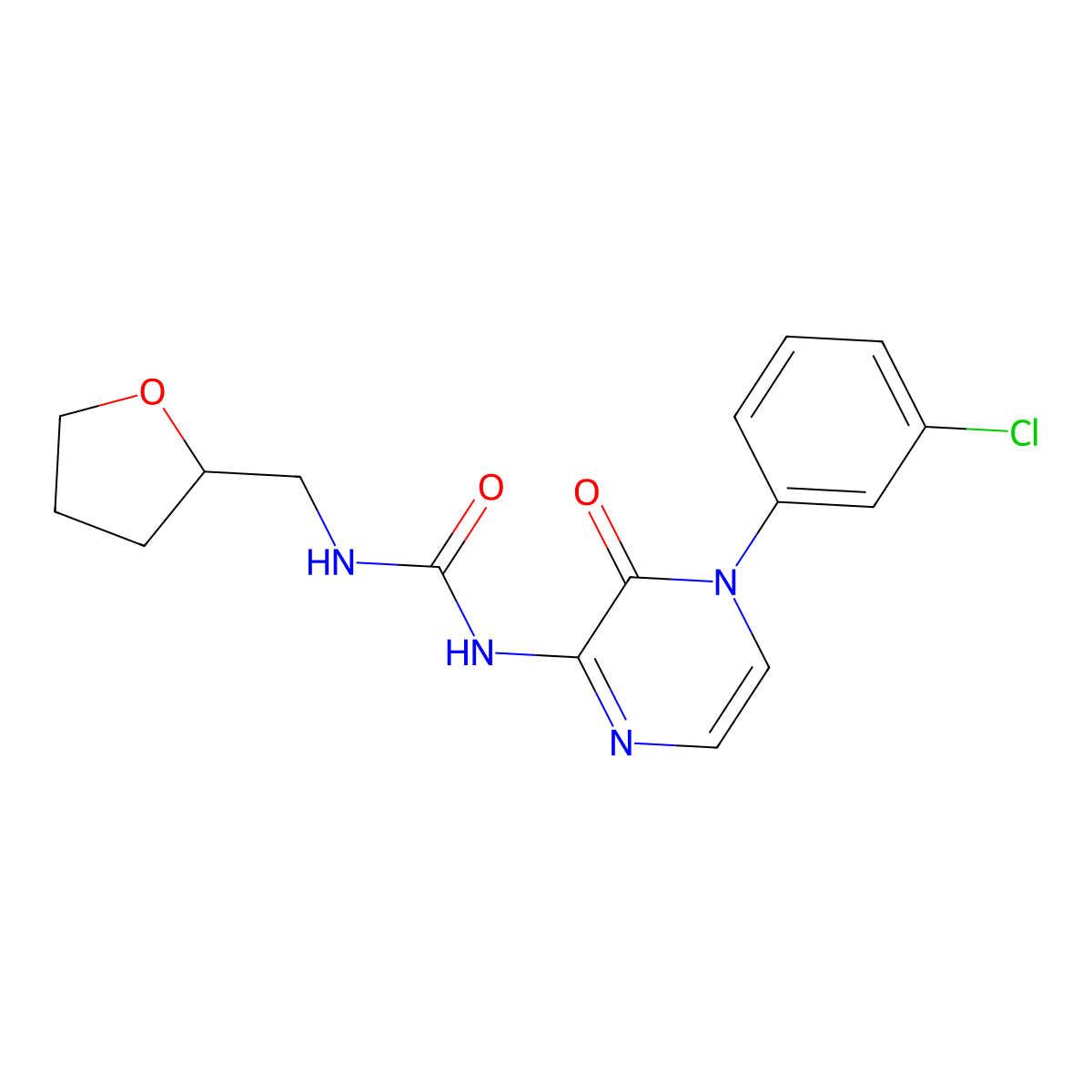 1-[4-(3-Chlorophenyl)-3-oxo-3,4-dihydropyrazin-2-yl]-3-[(oxolan-2-yl)methyl]urea molecular structure, CAS 1207038-30-9