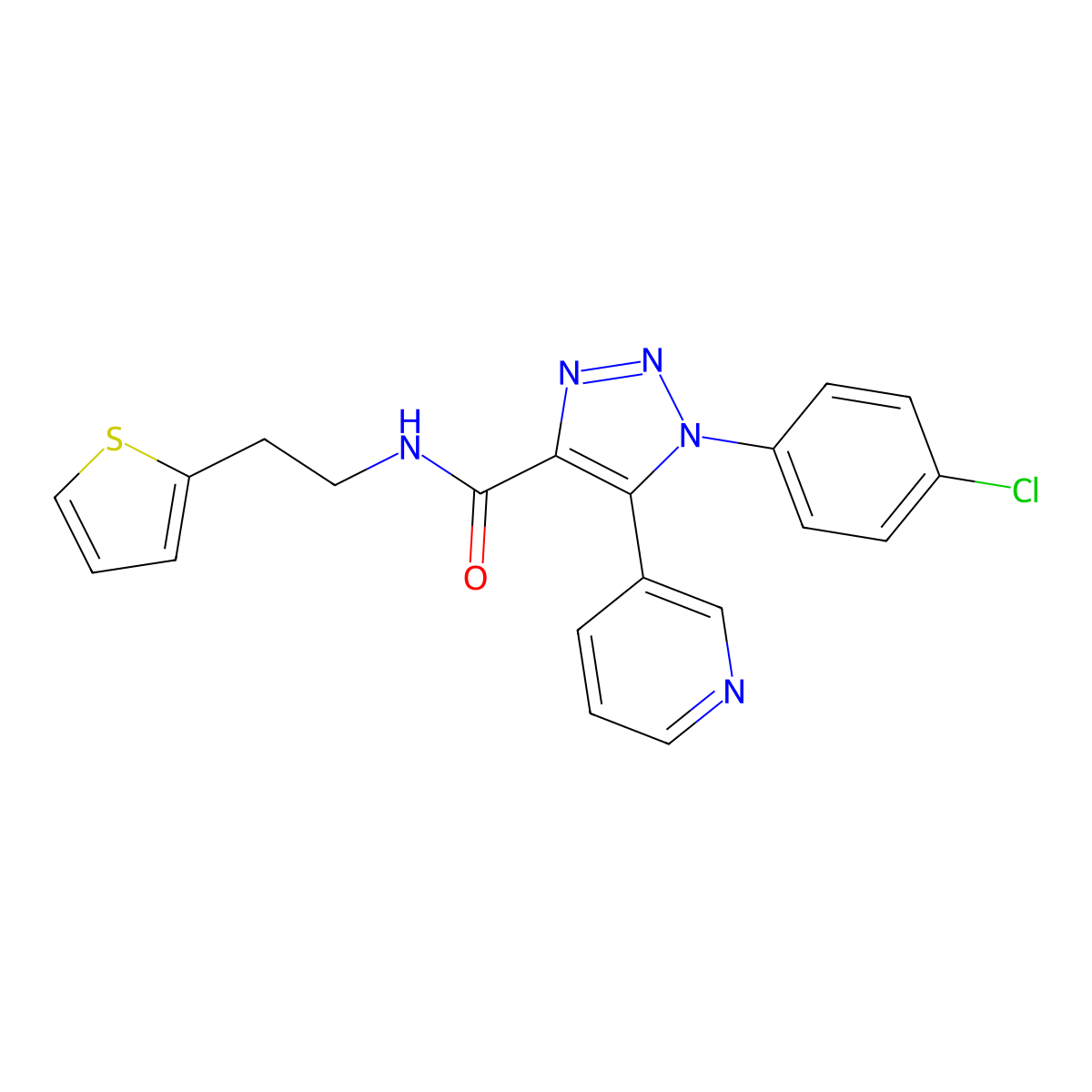 1-(4-chlorophenyl)-5-(pyridin-3-yl)-N-[2-(thiophen-2-yl)ethyl]-1H-1,2,3-triazole-4-carboxamide molecular structure, CAS 1207038-31-0