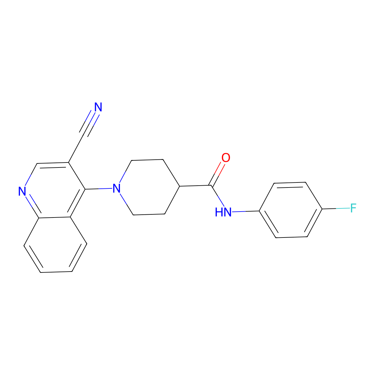 1-(3-cyanoquinolin-4-yl)-N-(4-fluorophenyl)piperidine-4-carboxamide molecular structure, CAS 1207038-41-2